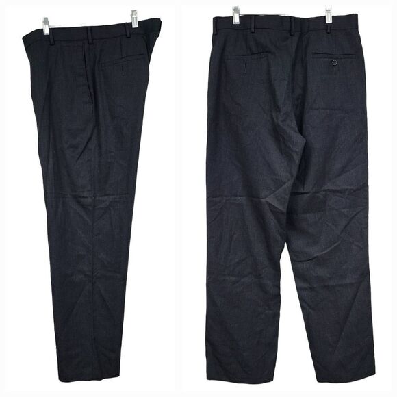 Dockers 34x32 Wool Blend Dress Pants Flat Front Relaxed Trouser Slacks Charcoal - Picture 3 of 8